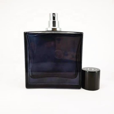 100ml Blue glass  bottle With magnetized lid  for men perfume bottles glass