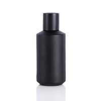 matte black perfume bottle with cap and pump