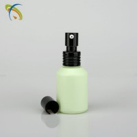 Well Designed 30ml Light Green Oblique Glass Lotion Bottles Cosmetic Jar with Pump Sprayer