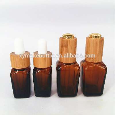 Amber glass bottles with bamboo tops